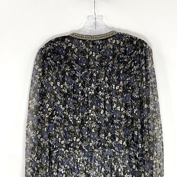 Antonio Melani Dress Women 8 Floral‎ Lined Buttons Semi Sheer Long Sleeves Flowy - Picture 6 of 11